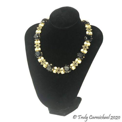 Antique Gold with jet square stones 16-18"