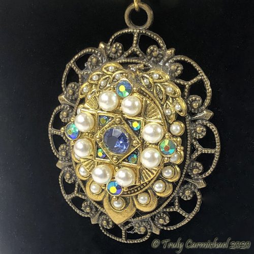 Antique Gold with montana blue and Turquoise AB 18-20" - Image 3