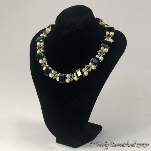 Antique gold with black rectangle stones 15-17"