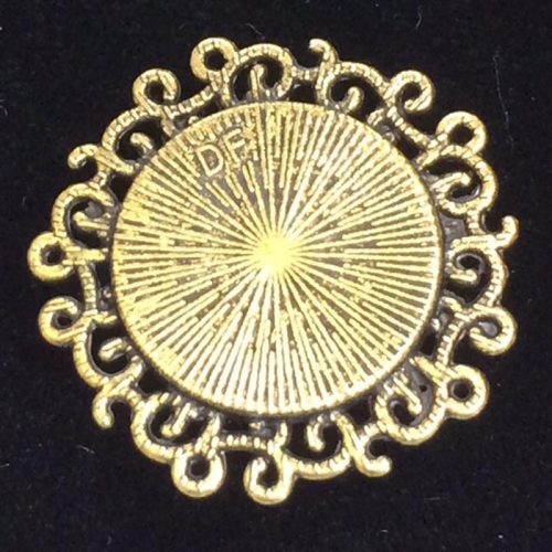 Antique Gold round w/ pearl - Image 3