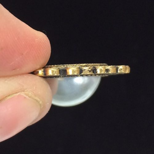 Antique Gold round w/ pearl - Image 2