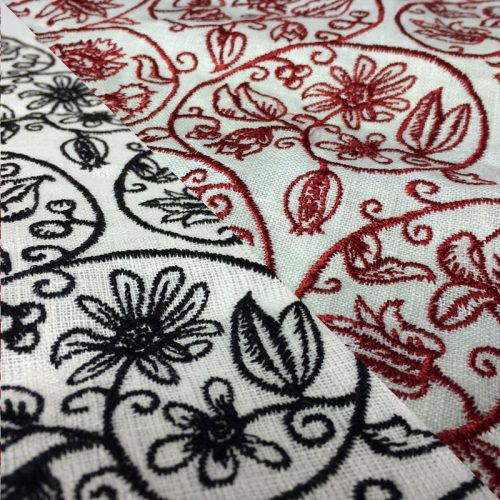 Replica blackwork linen fabric by the 1/2 yd