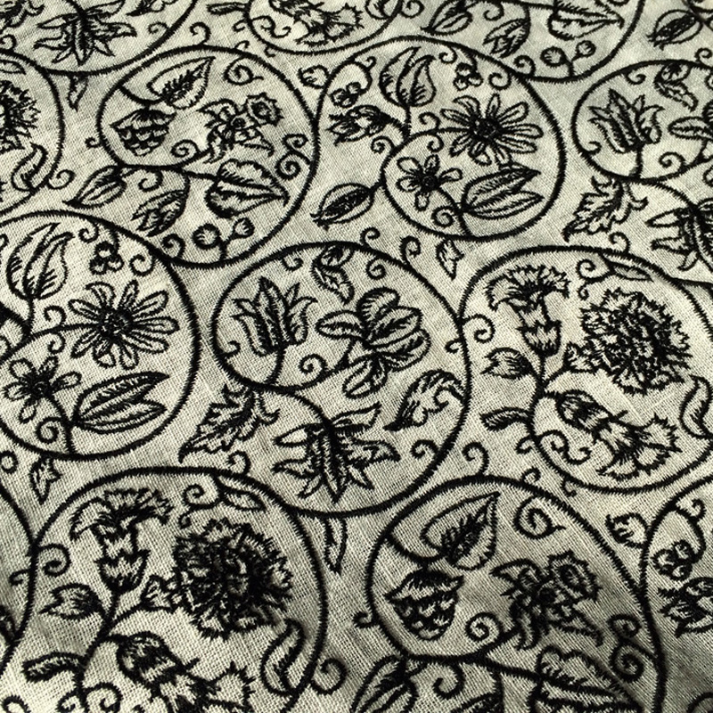 Replica blackwork linen fabric by the 1/2 yd