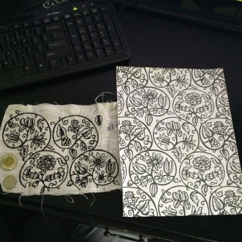 Replica blackwork linen fabric by the 1/2 yd - Image 4