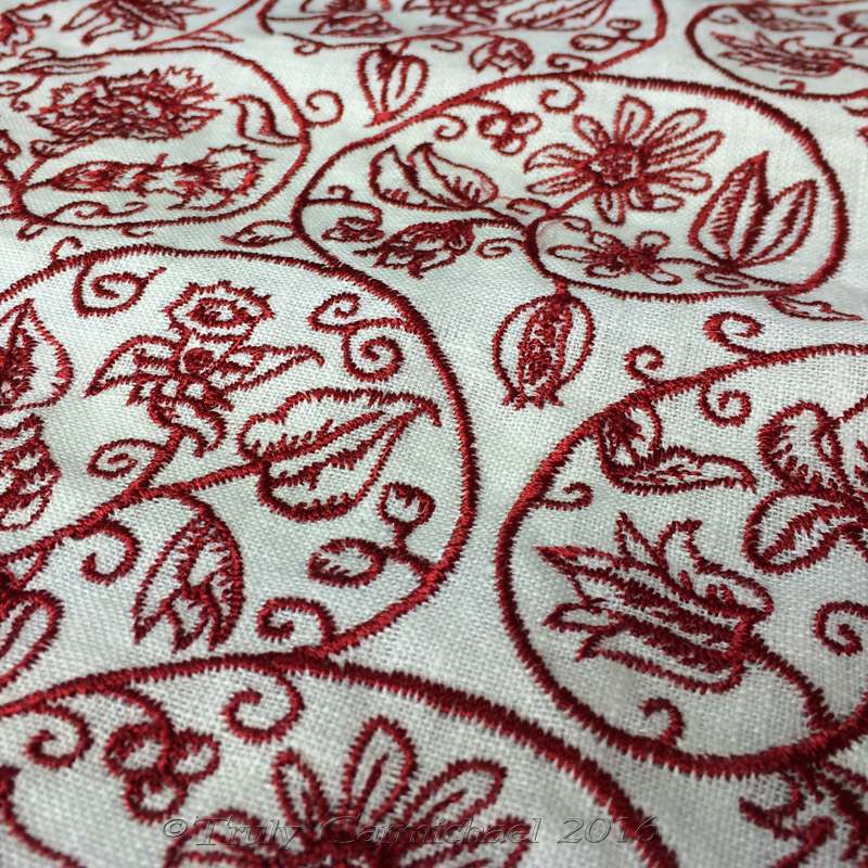 Replica blackwork linen fabric by the 1/2 yd