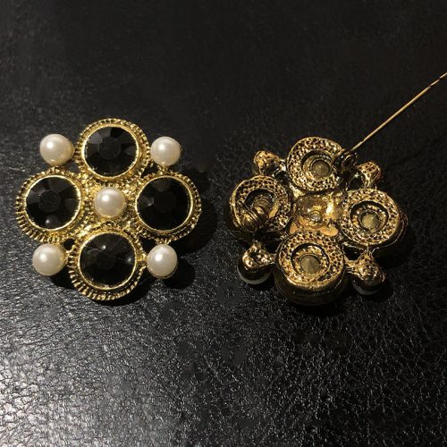 Antique Gold w/ All Jet Brooch - Image 2