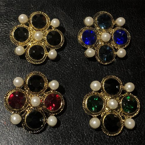 Antique Gold w/ Jet and Emerald Brooch - Image 2
